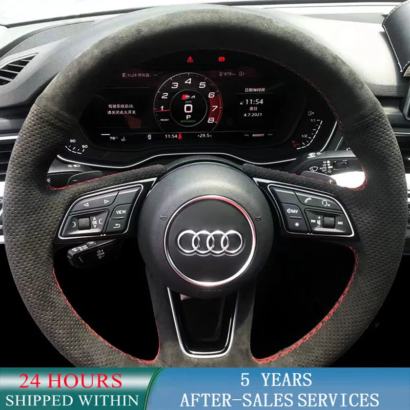

Customized Car Steering Wheel Cover Non-slip Suede For Audi A1 (8X) Sportback A3 (8V) A4 (B9) Avant A5 (F5) Q2 Car Accessories