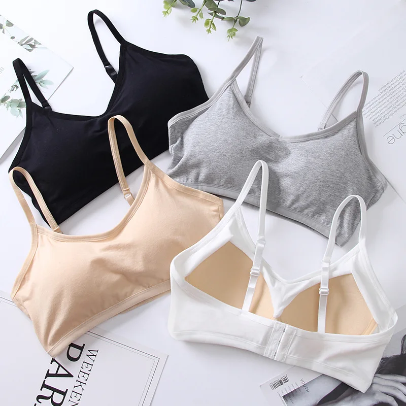 

Cotton Bra for Women Fixed Pads Sports Shockproof Underwear Seamless Solid Back Closure Female Lingerie