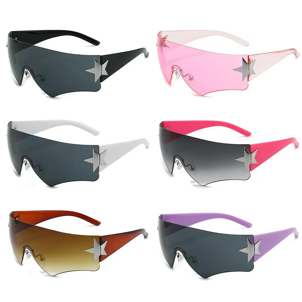 

2000'S Eyewear Rimless Punk Goggle Shades Wrap Around Sports Sun Glasses Y2K Sunglasses for Women Men