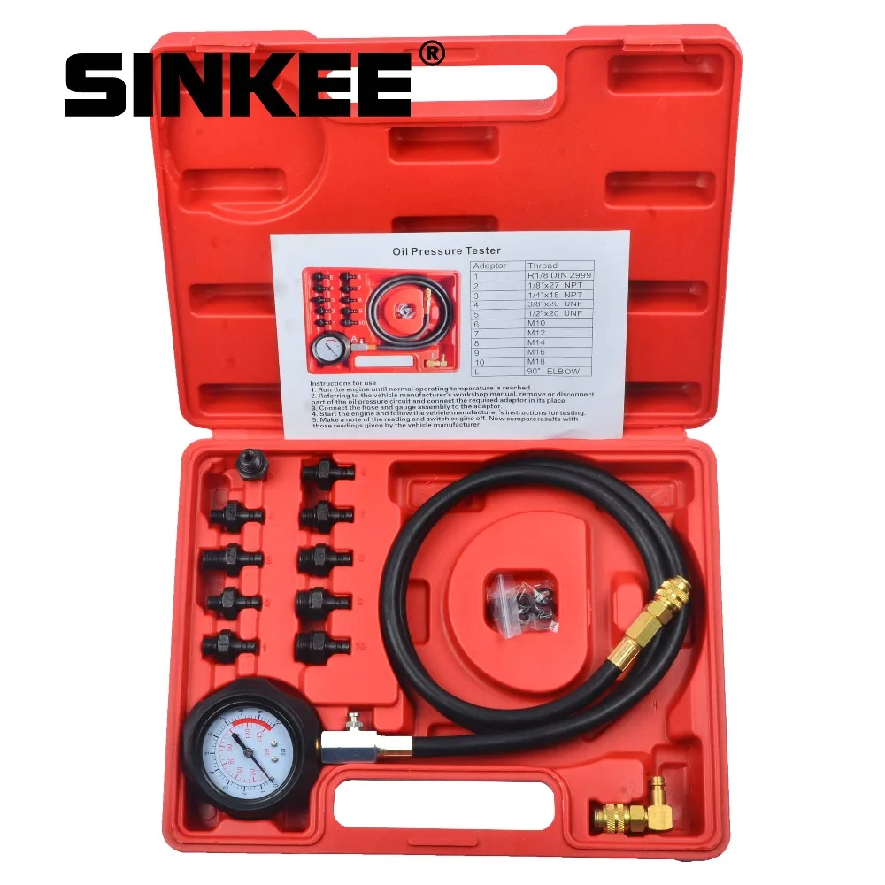 

Engine Oil Pressure Test Kit Tester Car Garage Tool Low Oil Warning Devices 12 piece
