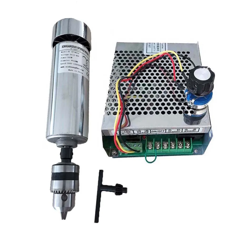 

Головки шпинделя дрели 48 В с воздушным охлаждением 0,5 кВт шпиндель для станка + регулятор скорости питания + крепежные кронштейны 52 мм