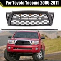 front bumper grille trims cover racing grills black compatible fit for toyota tacoma 2005 2011 mash grill with 3 led lights