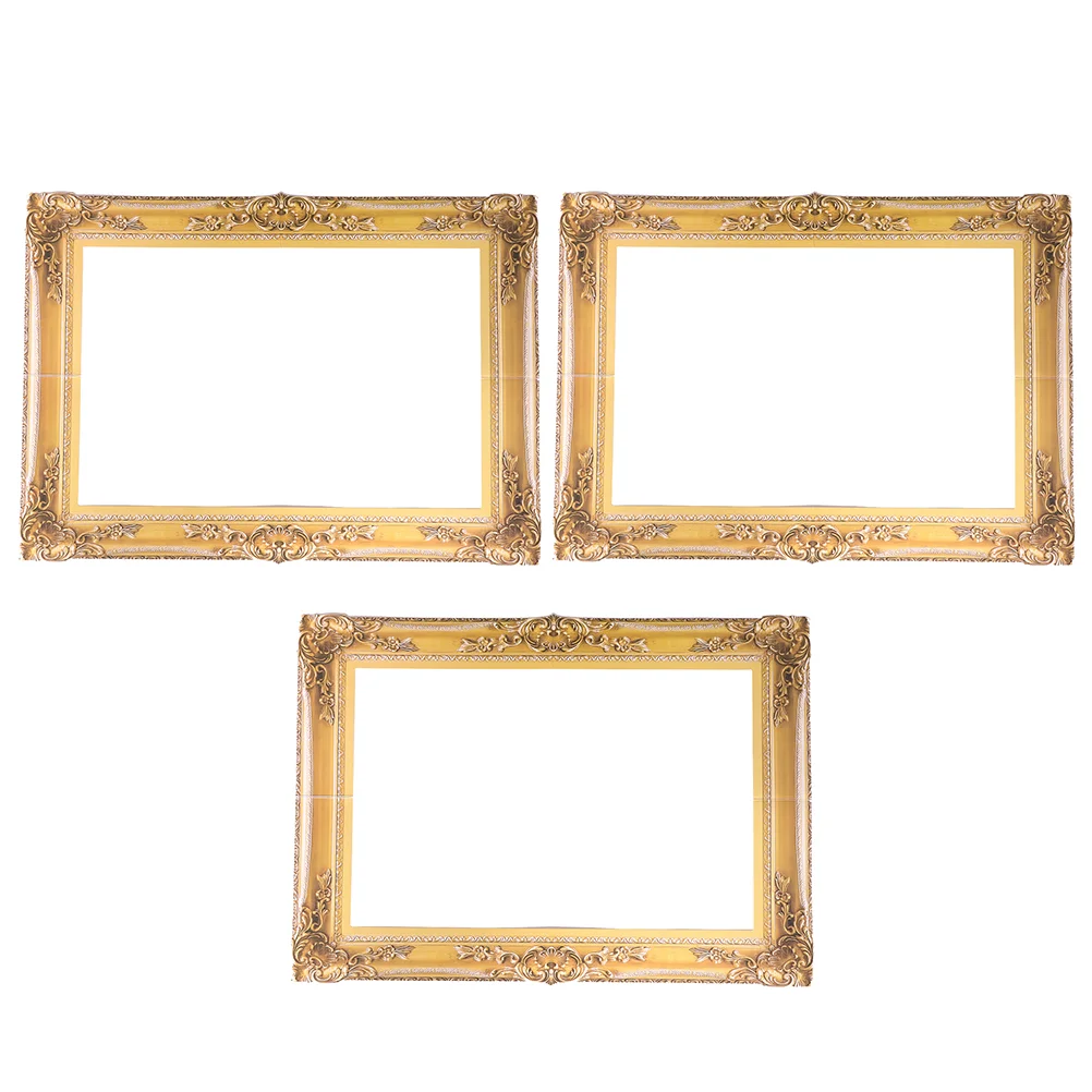 

1 Set 3Pcs Photo Props Wedding Photography Picture Frames DIY Paper Cutouts (Golden)