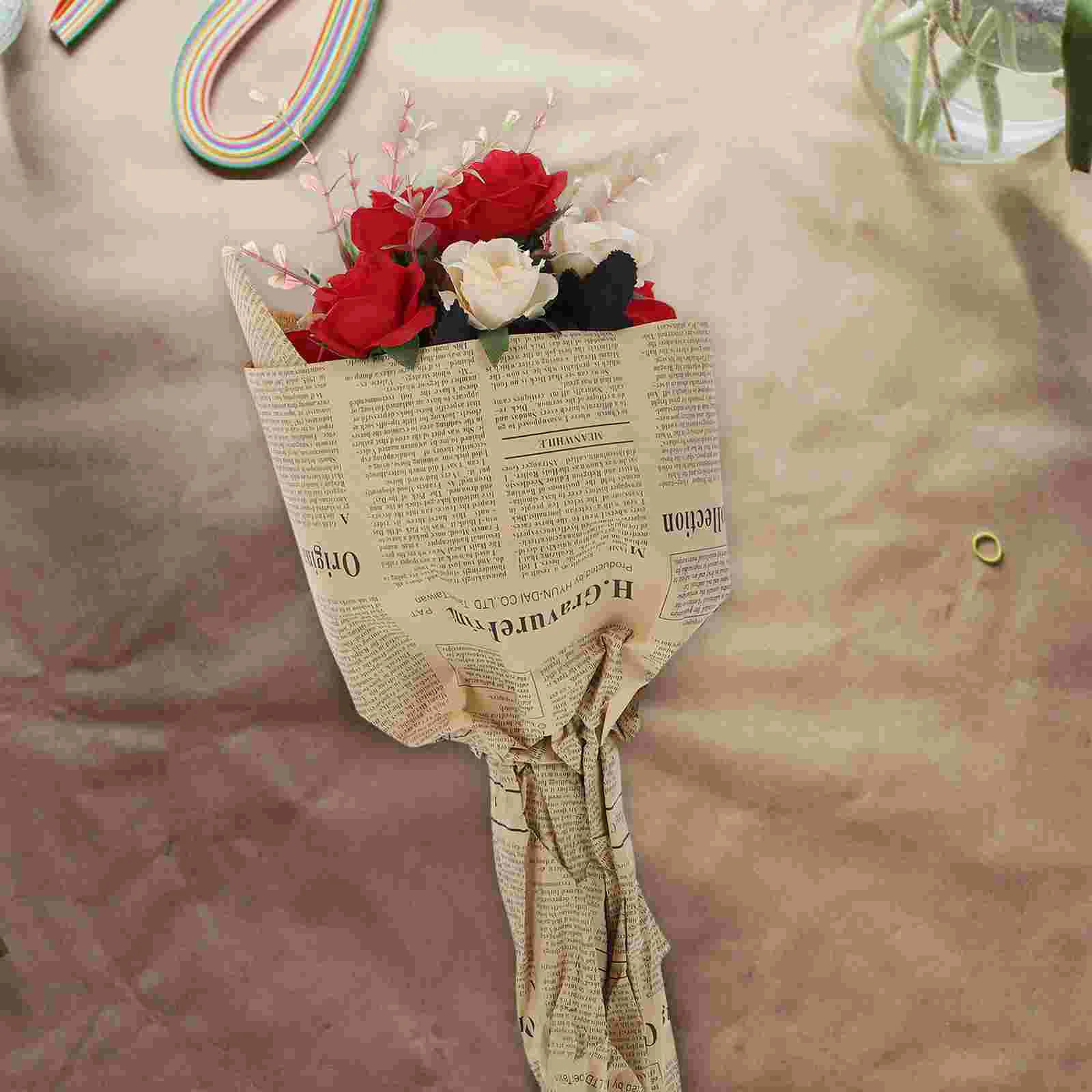 

40 Pcs English Wrapping Paper Flower Wrappers Gift Papers Flowers Bouquet Newspaper Baby Christmas Scrapbook