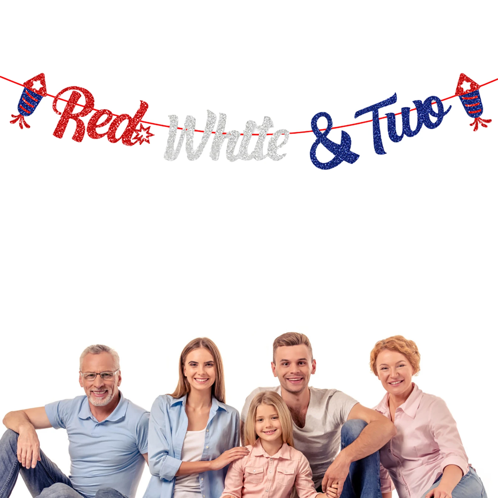 

Red White Two Bunting Banner For 4th Of July Independence Day Theme 2nd Birthday Party Decorations Banner DIY Party Decor