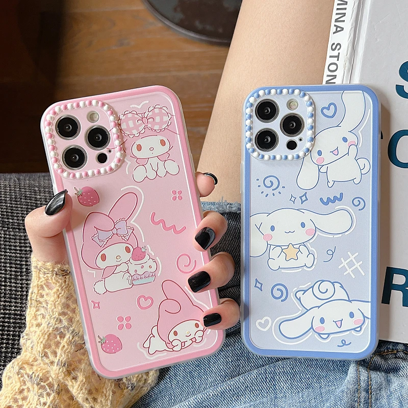 

Милый чехол для телефона в горошек с аниме Sanrioed My Melody Cinnamoroll, подарок на день рождения для iPhone 11 12 13 ProMax X XS XR