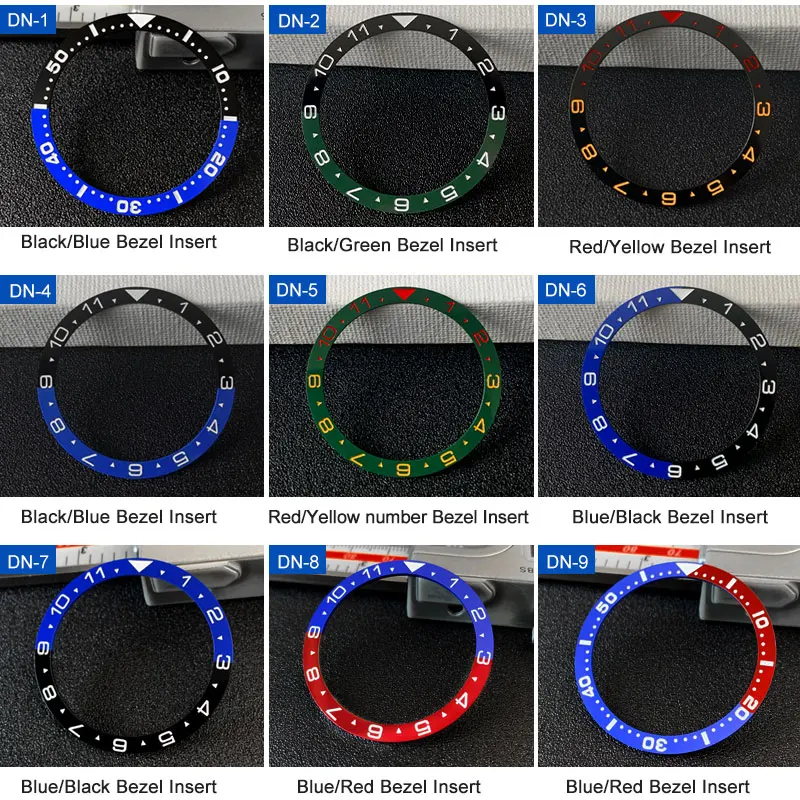 Flat ceramic bezel insert 38*31.5mm  Double color No Luminous For Seiko SKX007 SKX009 watch parts