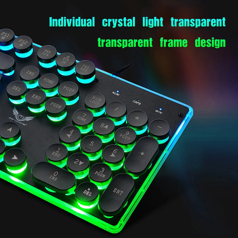 

Punk Wired Keyboard RGB Colorful Luminous Gaming Keyboard Multimedia Function Waterproof Keyboard for Laptop Desktop PC Genuine