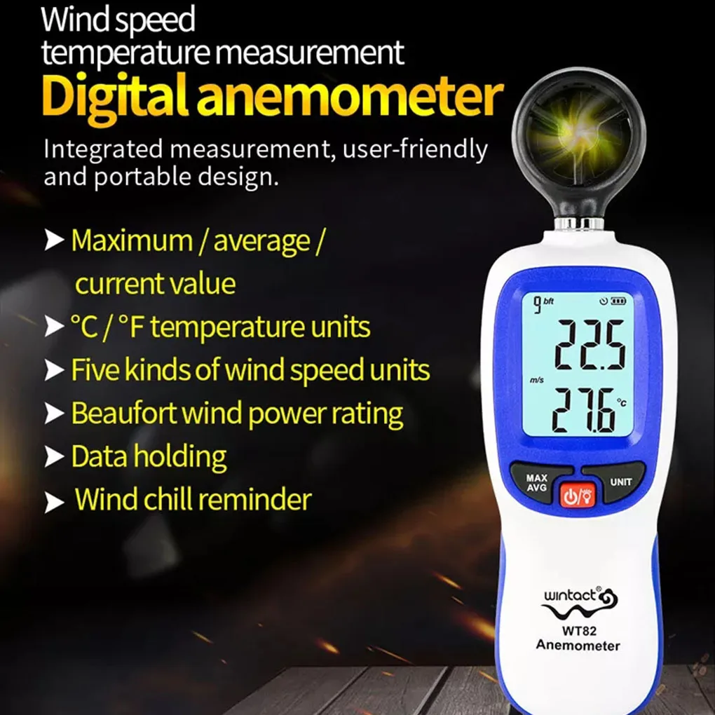 

Цифровой анемометр wповрежденный WT82B WT82 с Bluetooth, миниатюрный измеритель скорости ветра, измерительные инструменты для измерения температуры и скорости