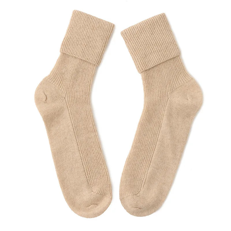 2022 New Winter Warm 100% Cashmere Socks Women Natural Fiber Thick Thermal Socks Lady Girls Casual Home Floor Sock Solid