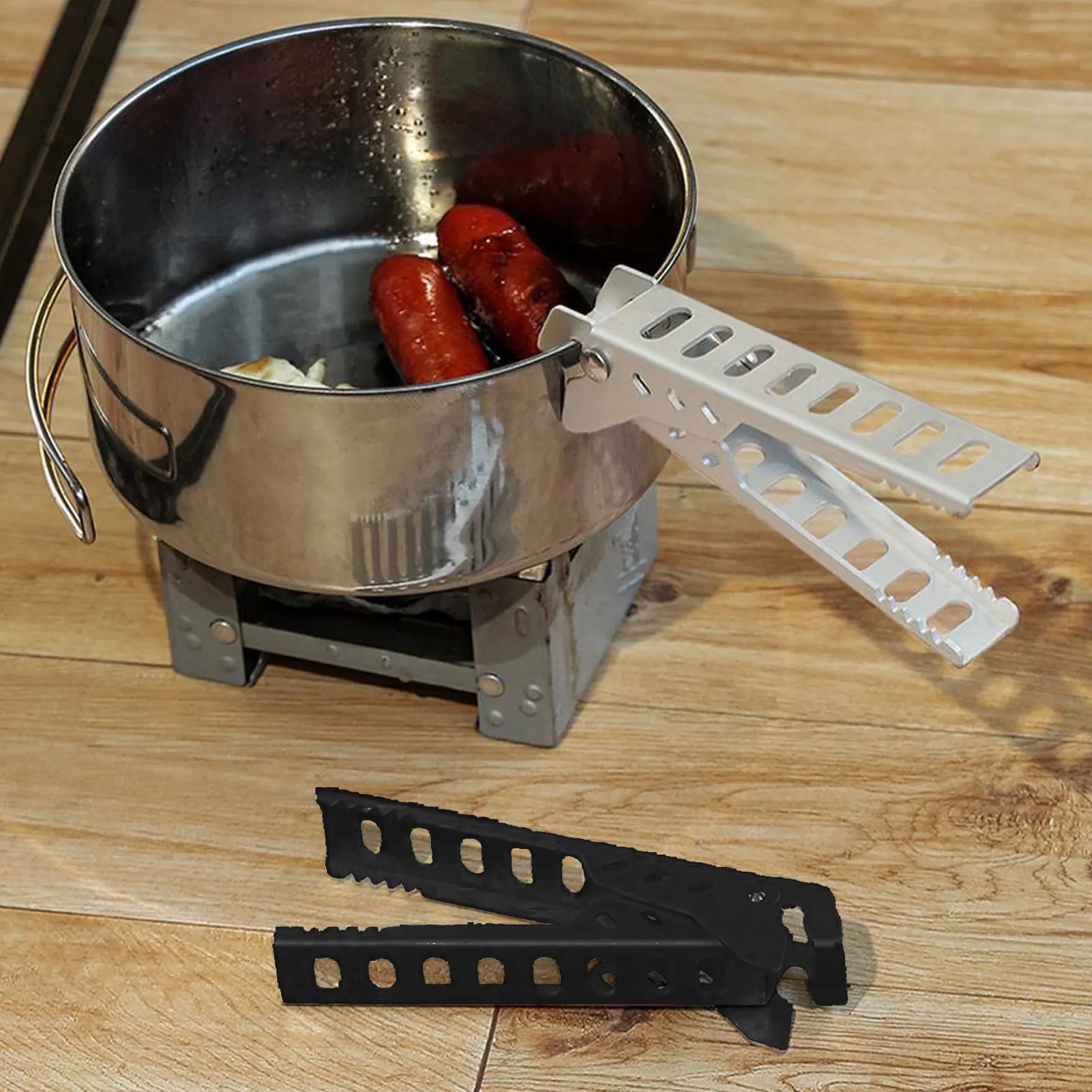 

Походный Сковорода-зажим из алюминиевого сплава для двойного использования легкий портативный пищевой зажим антиожоговый Зажим для барбе...