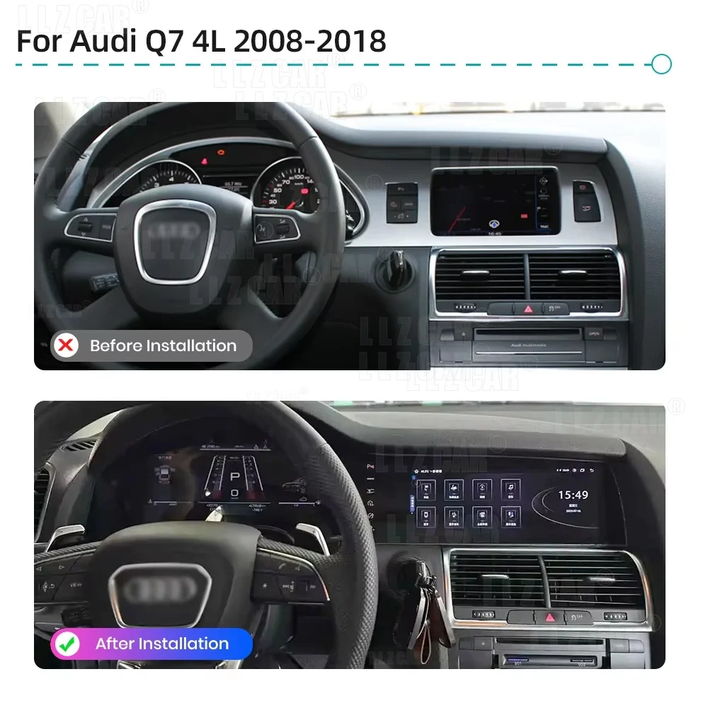Фото 23-дюймовый Android 13 мультимедийный проигрыватель с двумя экранами для Audi Q7 2005-2016, автомобильная магнитола с CarPlay, GPS-навигацией и автостереосистемой №5