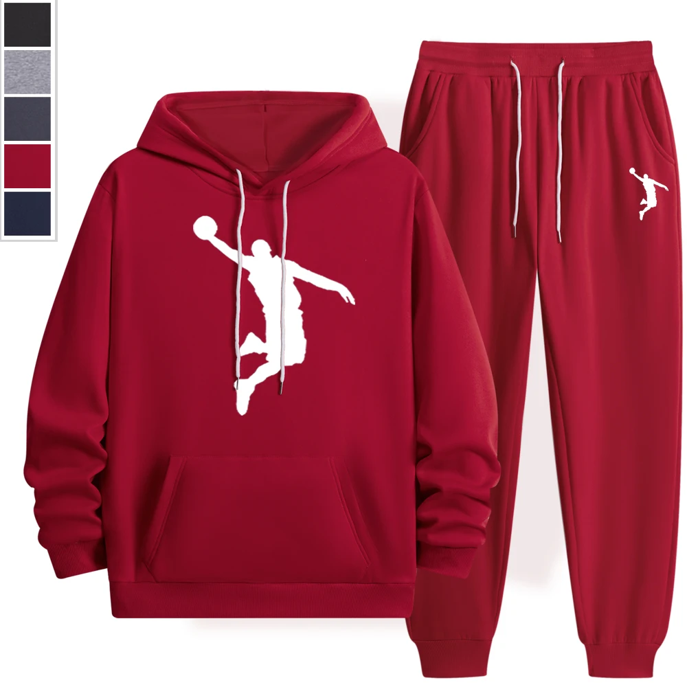 Мужской спортивный костюм для бега с принтом повседневная толстовка капюшоном