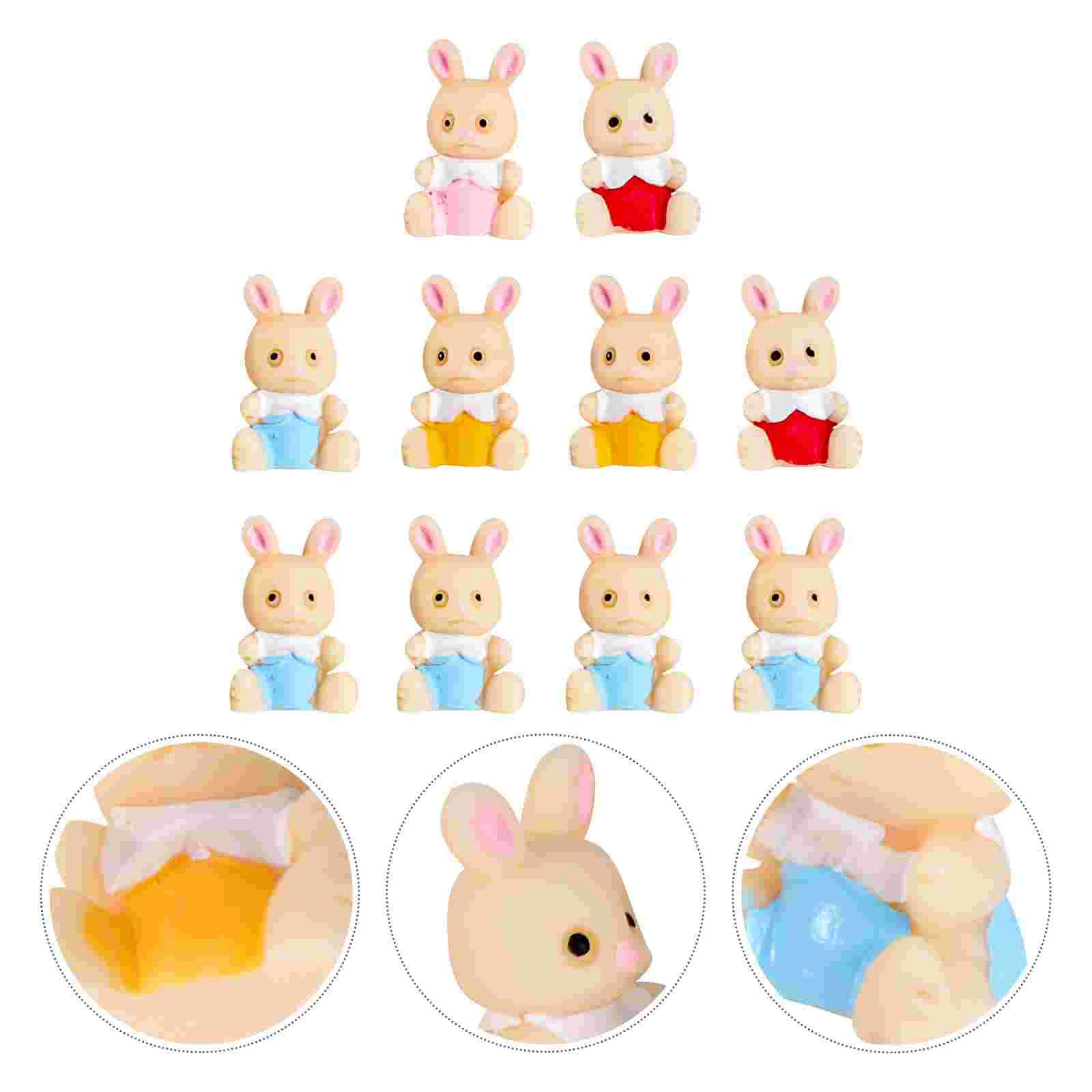 

10 шт., декоративный мини-кролик из смолы