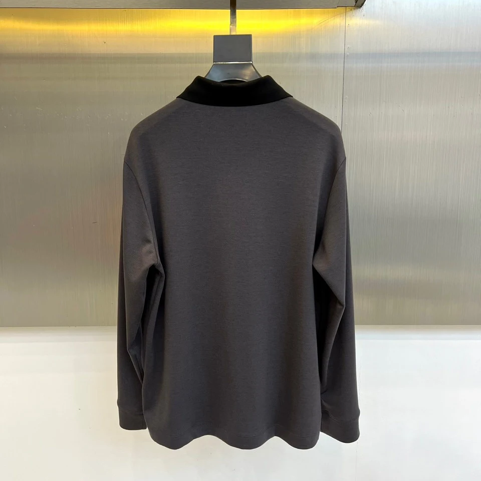 Kiton осенне-зимняя новая повседневная деловая универсальная мужская рубашка-поло с длинными рукавами и лацканами контрастного цвета (art.: 3920d2ed67133) - 3920d2ed67133