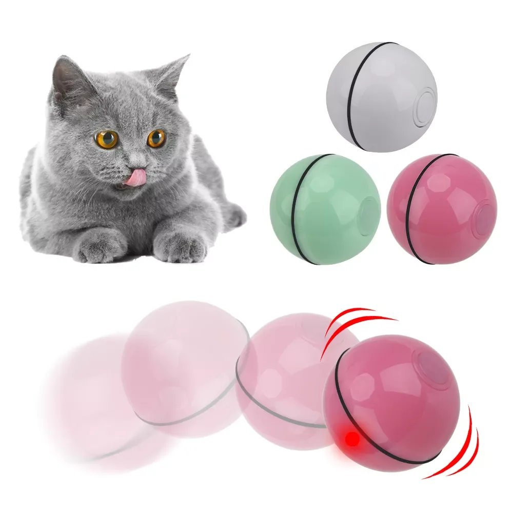 

2023New Cat Toys Automatic Rotating Toy For Cat Dog Smart Interactive Rolling Ball LED Rolling Flash Ball USB Pet Toys