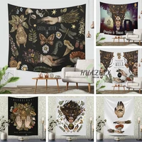 vintage witchcraft tapestry sun wall hanging botanical celestial floral wall tapestry hippie flower bedroom carpets dorm decor