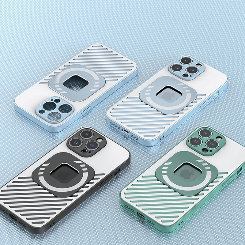 

Magnetic Wireless Charge Case For iPhone 14 Pro Max 14Plus Soft Silicone Frame Aluminium Alloy Heat Dissipation Shockproof Cover