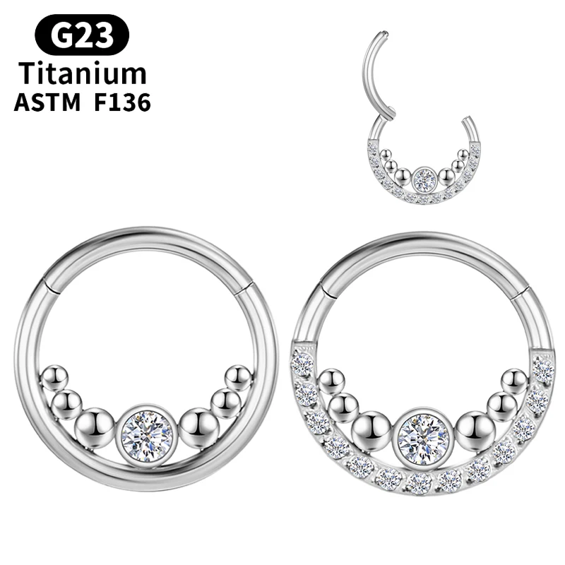 

Cartilage Hinge Segment Titanium Zircon Piercing Septum Titanium Charming Tragus Nose Ring Crystal Daith Helix Body Jewelry