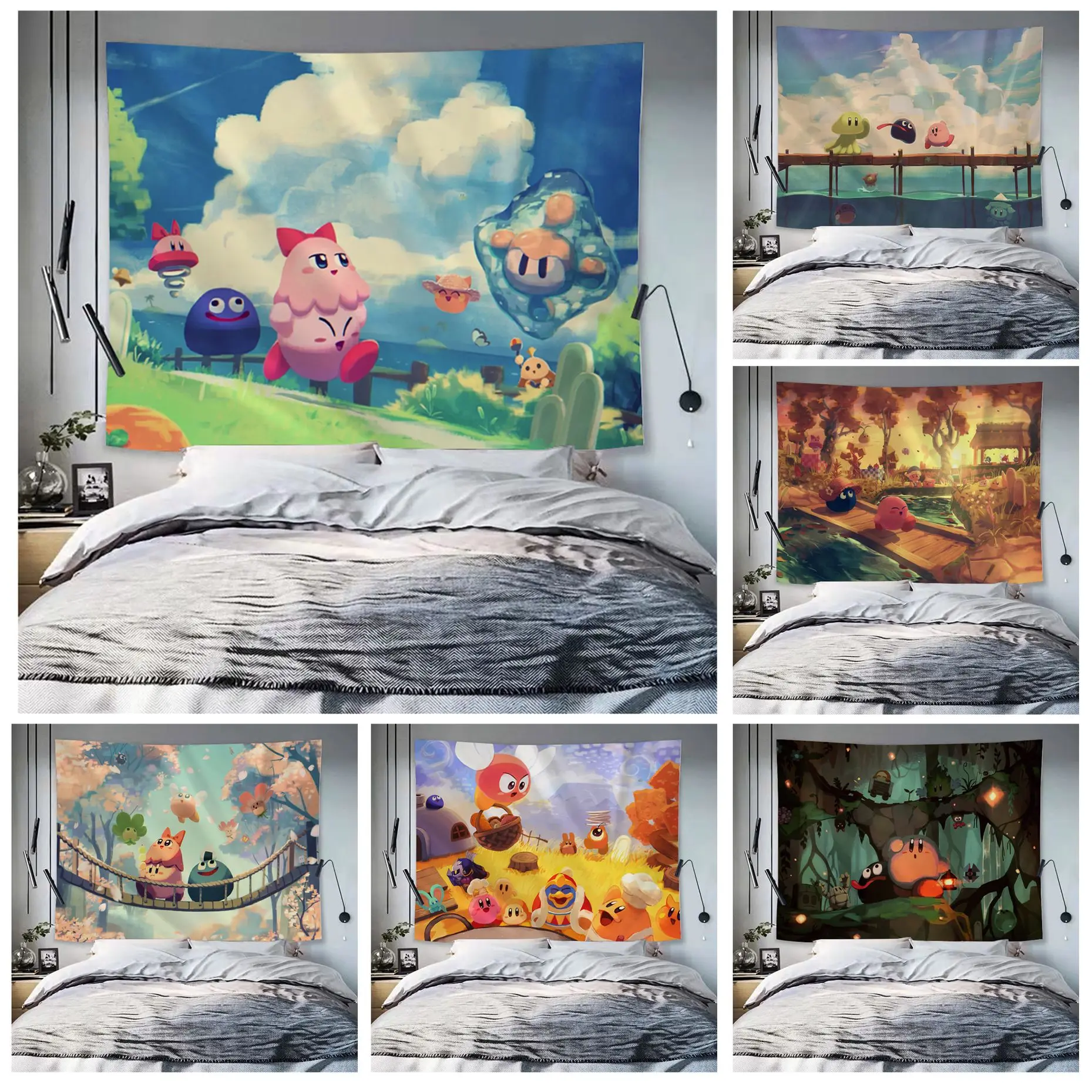 

MINISO KIR-BYS Colorful Tapestry Wall Hanging Hippie Flower Wall Carpets Dorm Decor Cheap Hippie Wall Hanging