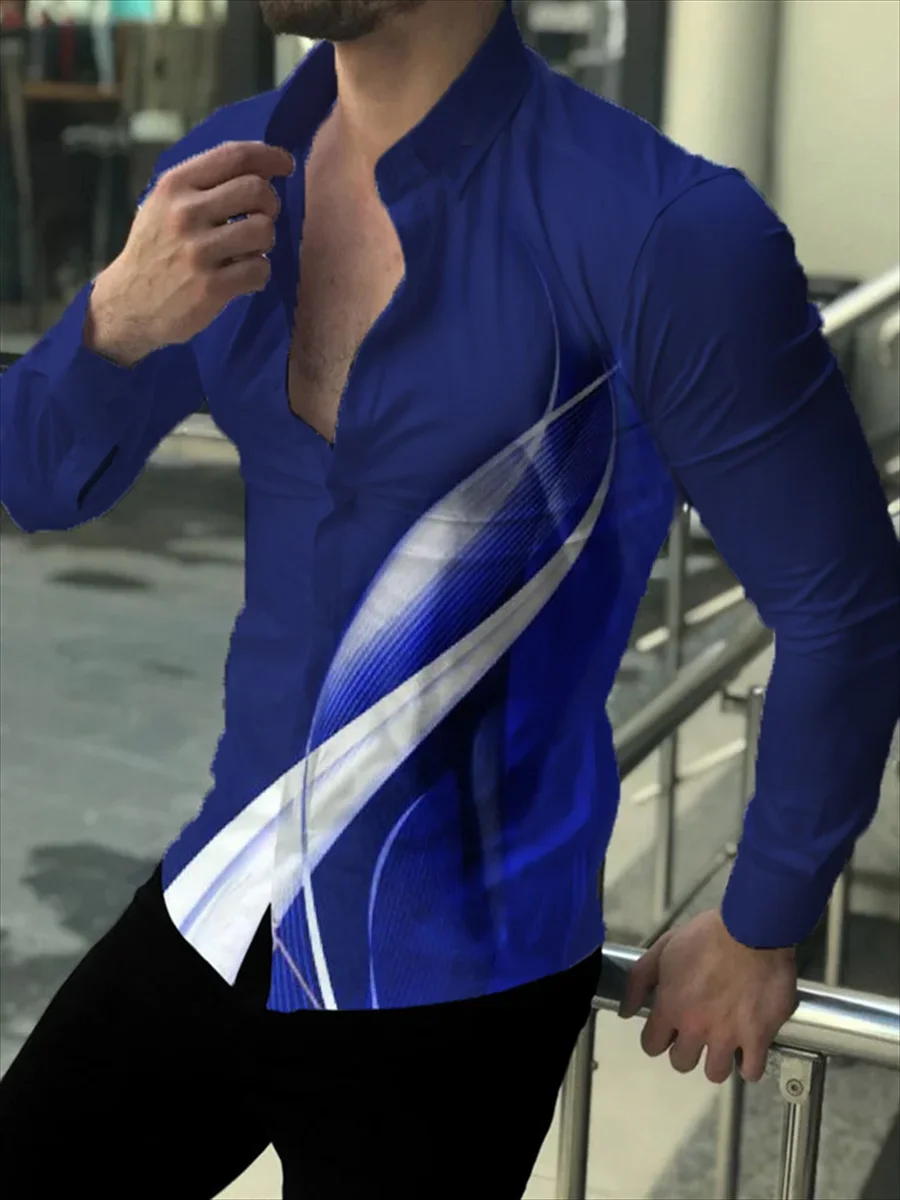 Мужская рубашка с длинным рукавом на пуговицах