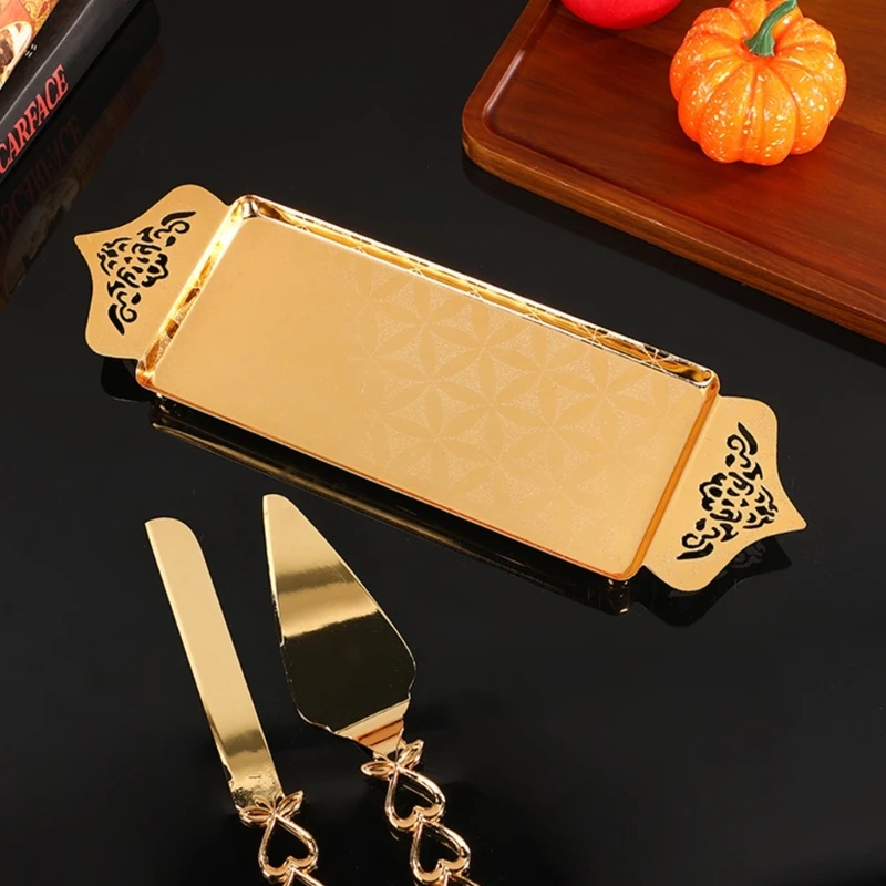 Свадебное железное прямоугольное блюдо с фруктами золотой поднос тарелка для