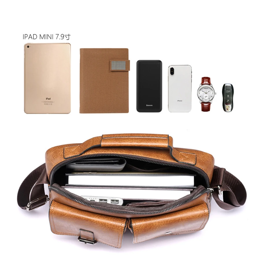 PU Leather Bag Men's Handbag Vintage Messenger Bag Men Shoulder Bags Male Briefcase Bag Casual tote bag Handbags for men