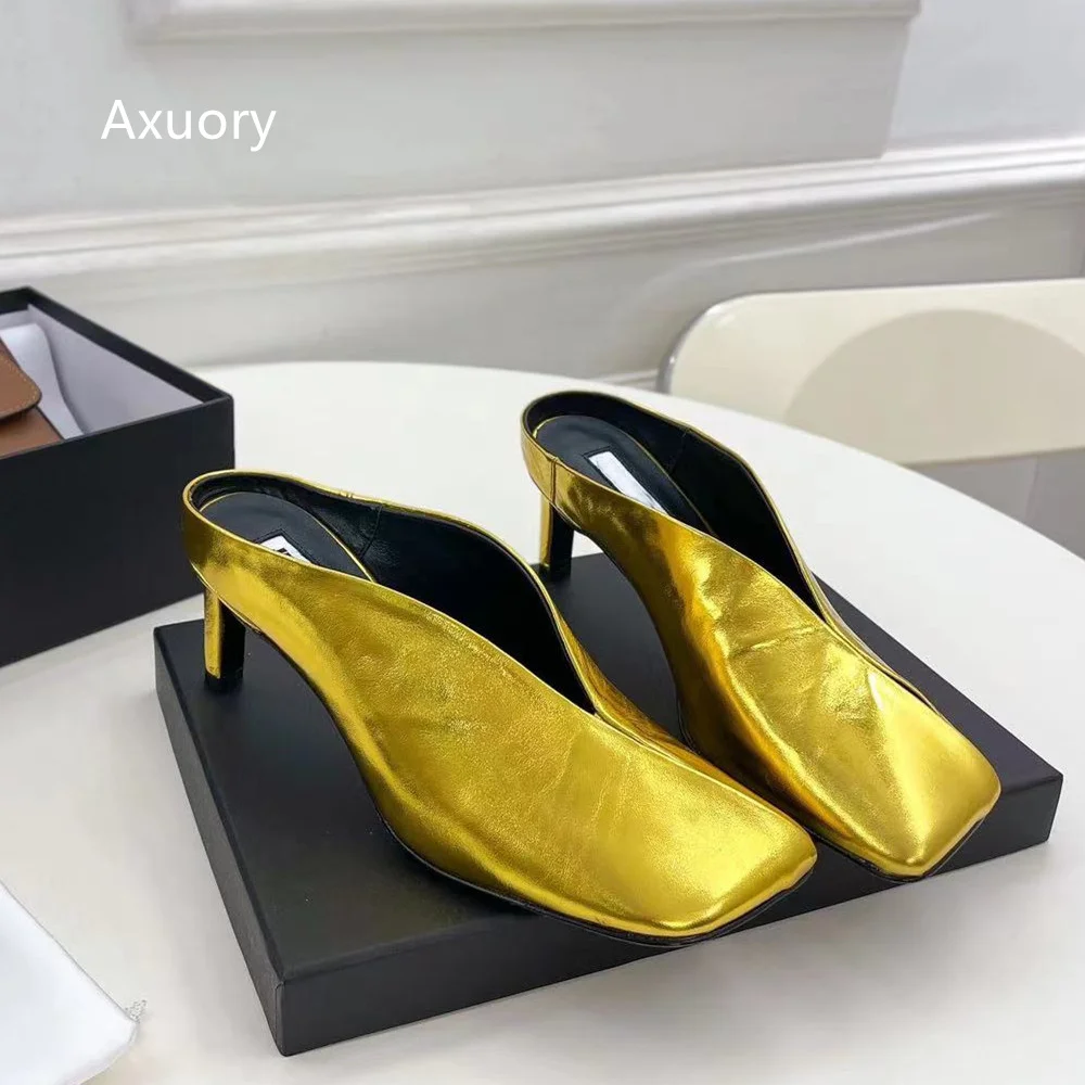 2023 Women's Square Toe High Heels Solid Color Sexy high heels Sexy Party Dress Shoes Genuine Leather Fashion Style