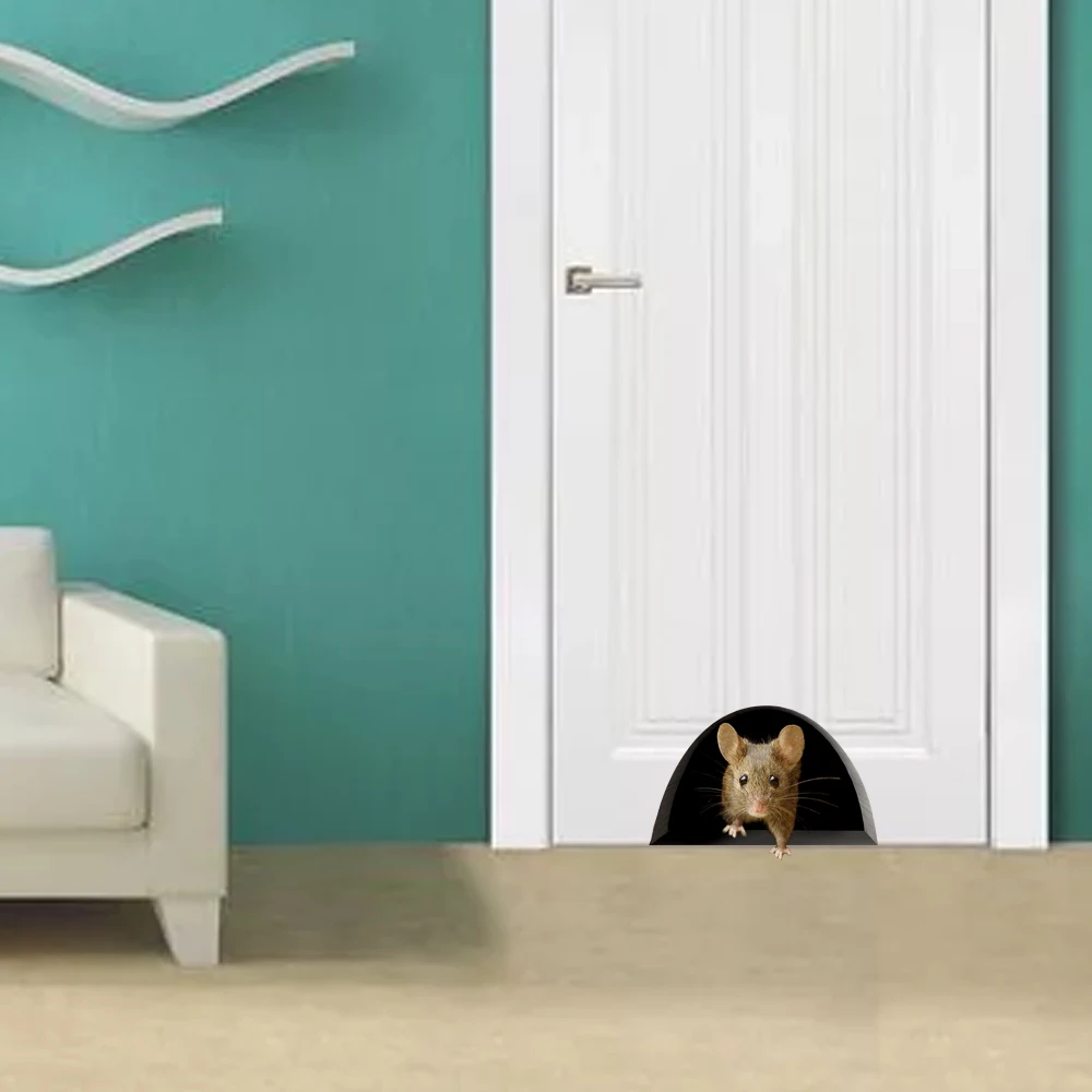 

Realistic 3D Mouse In A Hole Wall Stickers Animal Modern Wallpaper Waterproof RemovableWall Decals For Living Room Home Decor