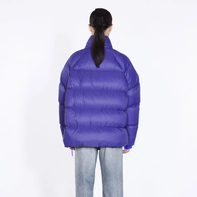 KoHuiJoo Autumn Winter Parkas Jacket Women 2022 New In White Short Coat Stand Collar Hooded Loose Bread Puffer Jacket