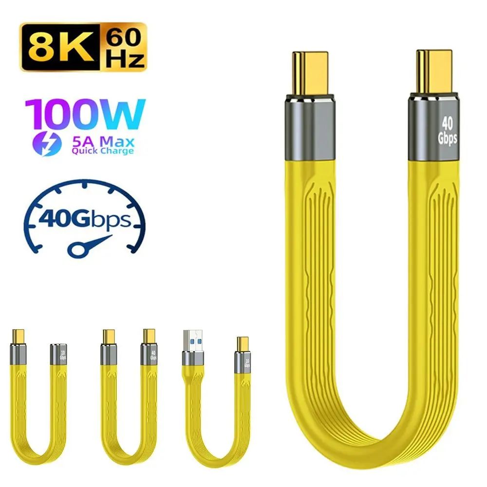 

Laptop Mobile Phone QC4 Flexible 40Gbps PD 100W Fast Charging Cable Short USB C Cable Type C Data Cord