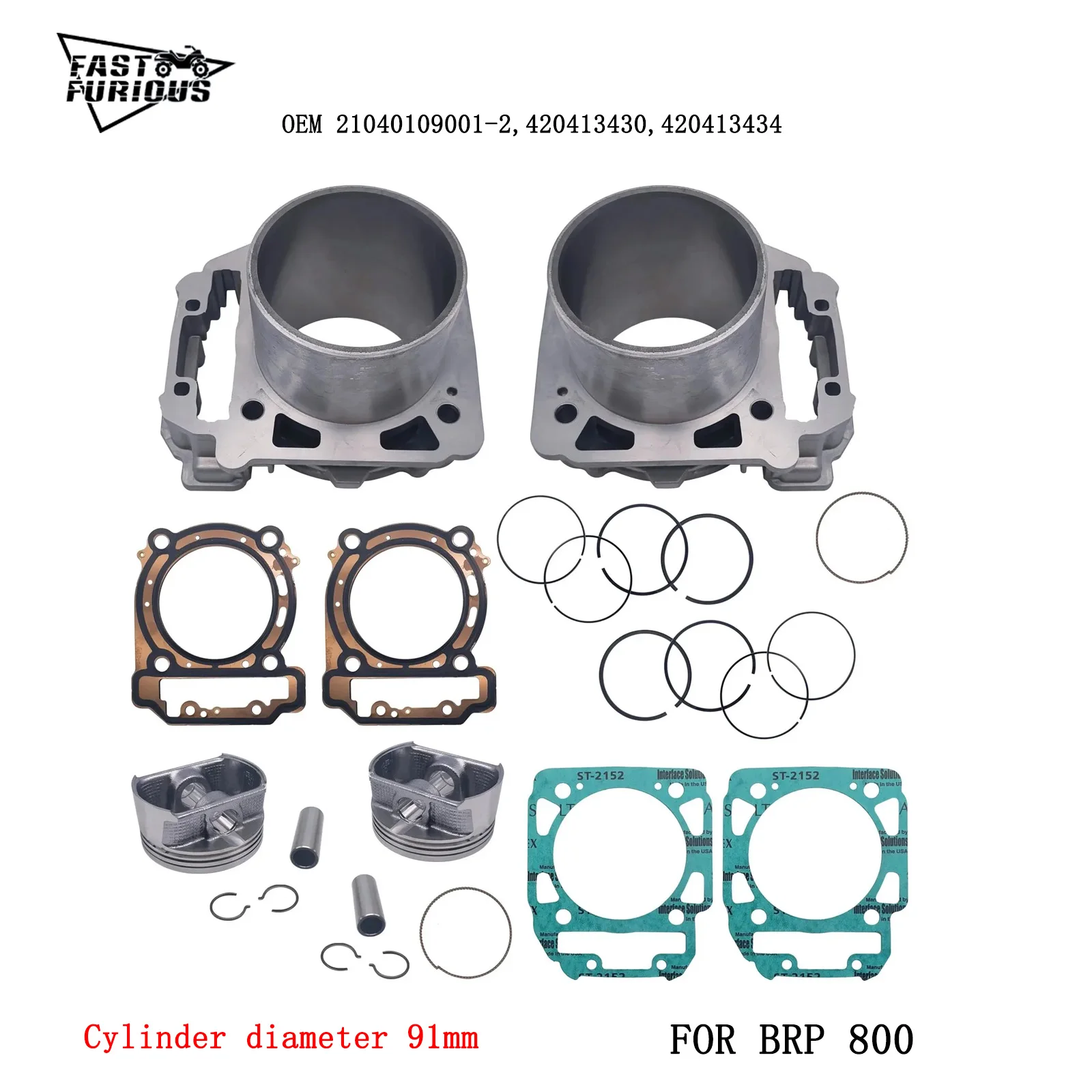 

2 набора, комплект цилиндров BRP 800 (с втулкой) для BRP800CC ATV UTV 4x4QUAD BIKE, запчасти для двигателя QUAD GO KART 420413430 ODES800 Odes 800