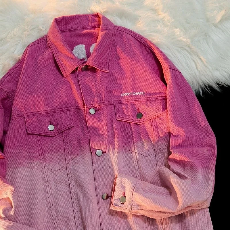 

Американская винтажная розовая синяя джинсовая куртка Y2k Базовая куртка весенняя одежда больших размеров женская одежда мужская зимняя верхняя одежда