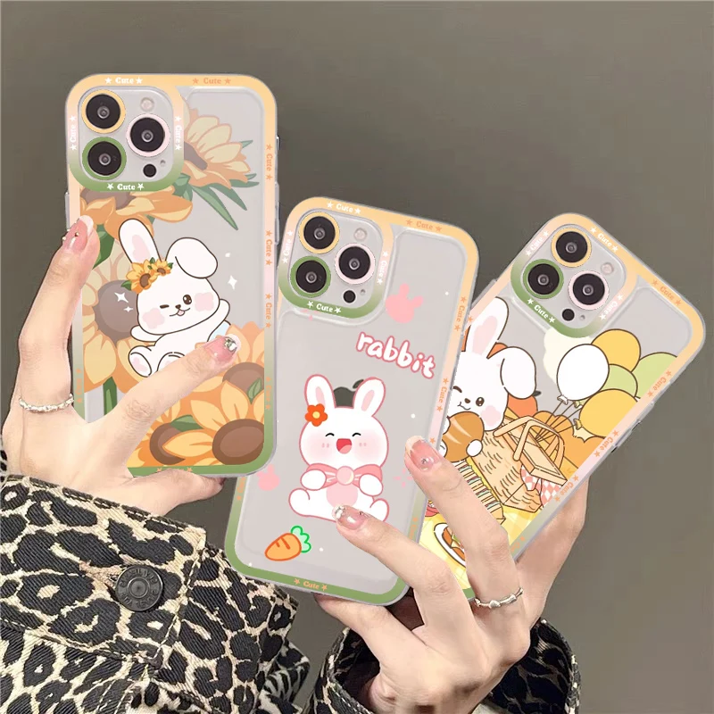 

Cartoon Cartoon Rabbit Phone Case For IPhone 14 13 12 11 Pro Max Mini X Xs XR 6 7 8 Plus SE 2020 Transparent Case