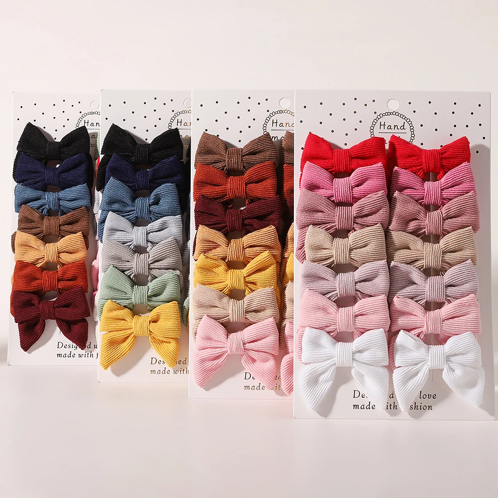 

14Pcs/Set Girls Solid Cute Colorful Corduroy Soft Hair Clips Boutique Headwear for Kids Children Handmade Hair Accessories Gifts