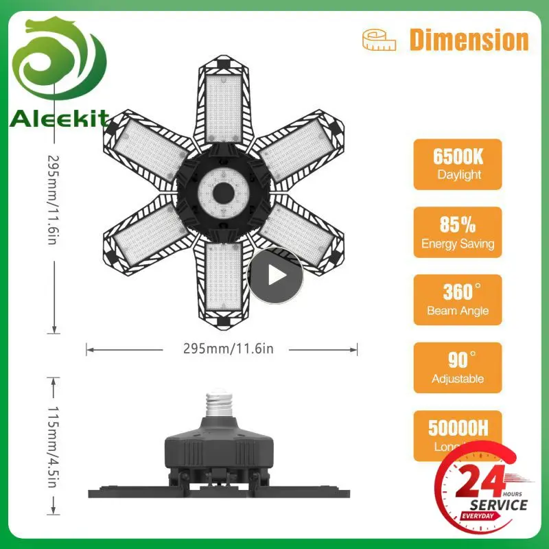 

350W Garage Light Industrial Lighting Led Lamp Deformable Foldable Six Leaf Ceiling Lamp For Warehouse Parking Lot Garage Lamp