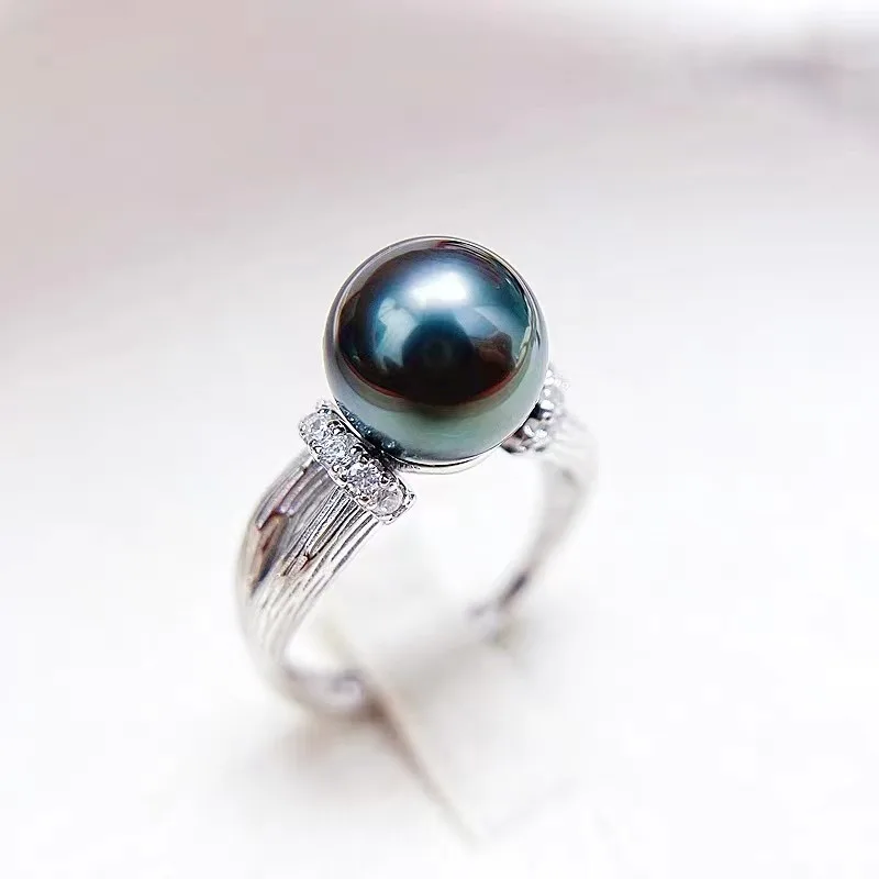 Suberb огромное кольцо из черного золота 9-10 мм с круглым жемчугом регулируемый