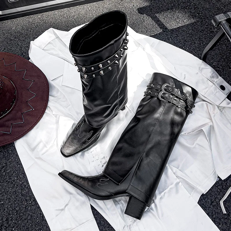 Женские ковбойские сапоги с острым носком в стиле ретро