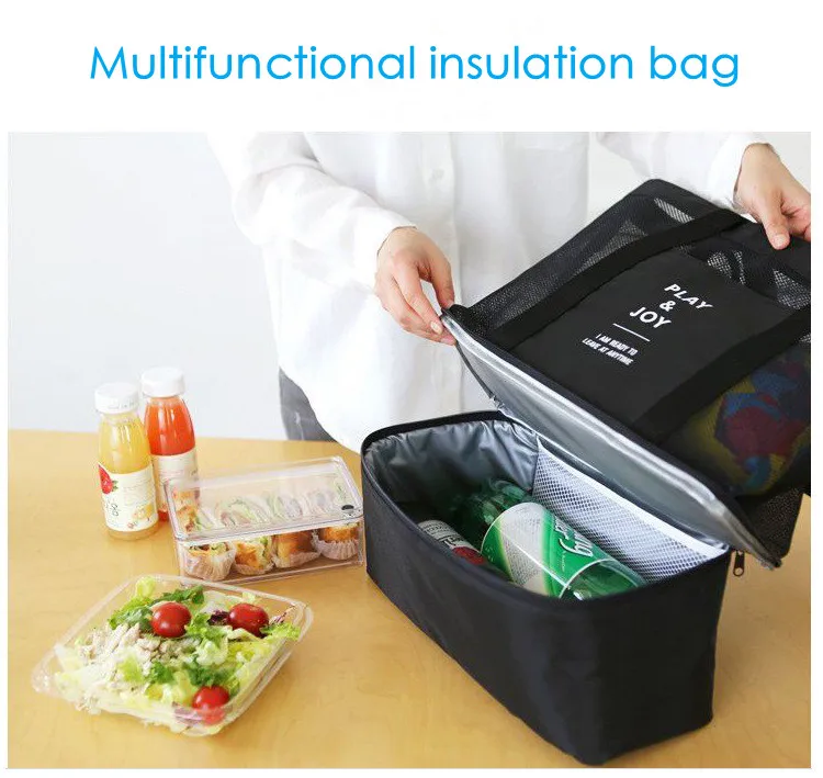 Insulation Bag Double-layer Picnic Bag Men's and Women's Sports Mesh Storage Bag Ice Pack Storage Bag Office Lunch Snacks Bag