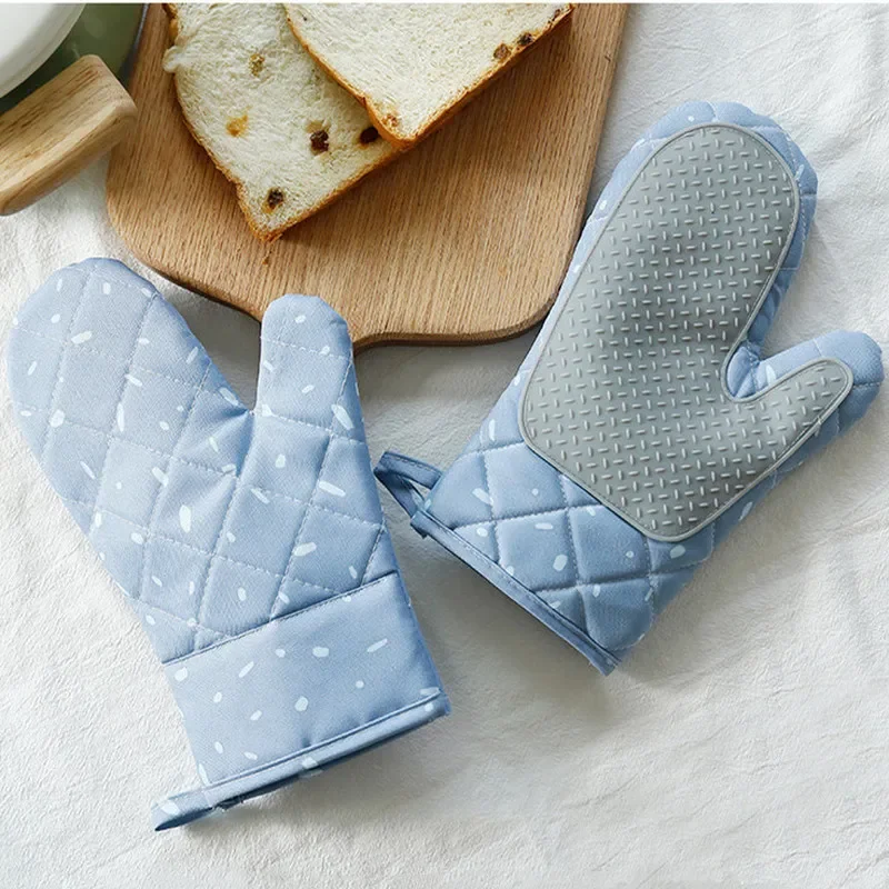

Microwave Glove Houshold Non-slip Cotton BBQ Oven Mitts Baking Gloves Heat Resistant Kitchen Potholders Silicone Oven Mitts