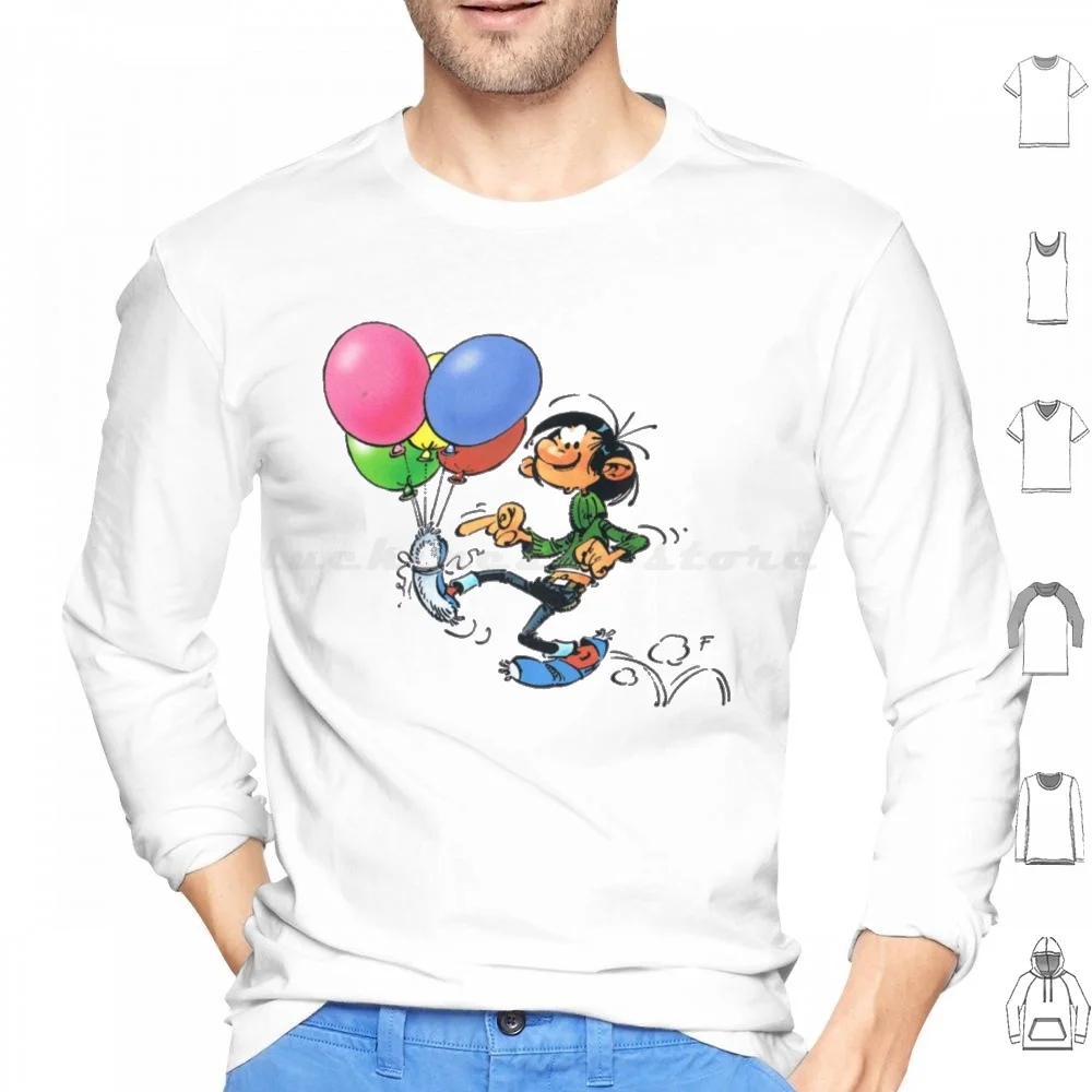 

Anniversaire Gaston Lagaffe Classique Hoodies Long Sleeve Cartoon Spirou Adventure Book Comic Belgium Magazine Gaston