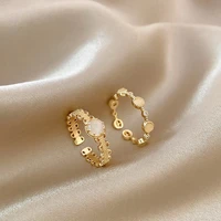 gold color adjustable women men lover couple ring set friendship engagement wedding band open ring trend jewelry