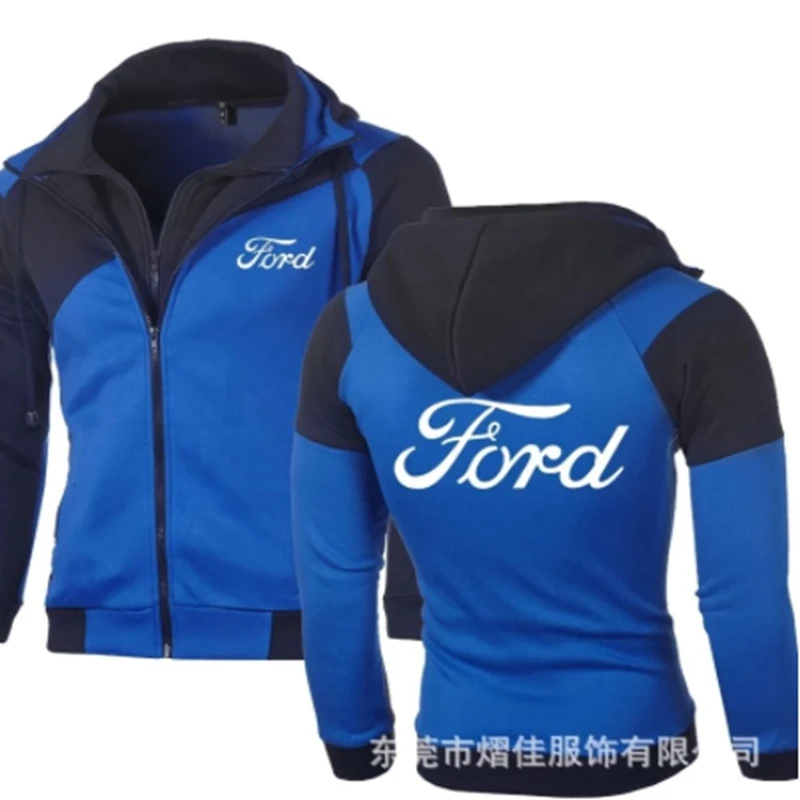 

Толстовка мужская с логотипом Ford, Модная хлопковая кофта на молнии с капюшоном, верхняя одежда