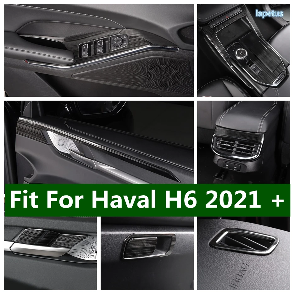 

Glass Lift Switch / Door Handle Bowl / Gear Shift Panel / Air Outlet Cover Trim For Haval H6 2021 2022 Black Brushed Accessories