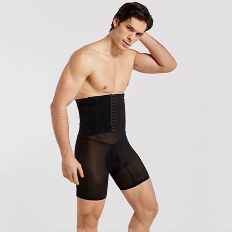 Men's Body Shaper Pants High Waist Abdomen Corset Waist Lift Beer Belly Three-Breasted Breathable Body Pants Large Size Panties