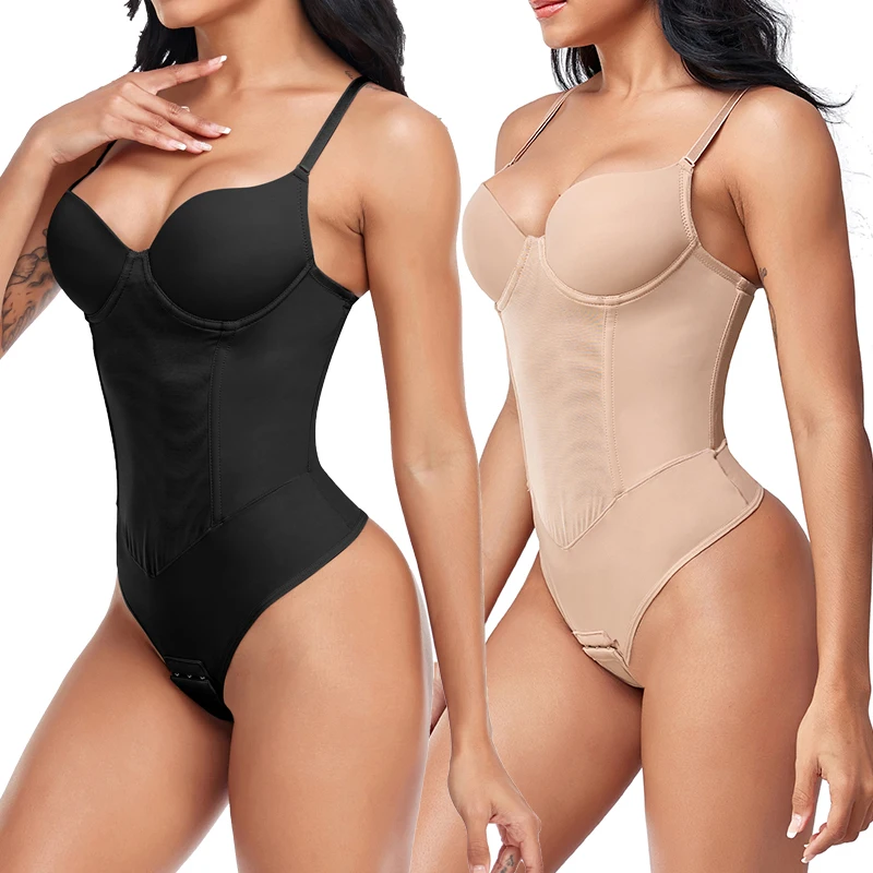 Thongs Bodysuit Shapewear Women Full Body Shaper Waist Trainer Steel Bones Tummy Control Underwear Flat Belly Underbust Corset