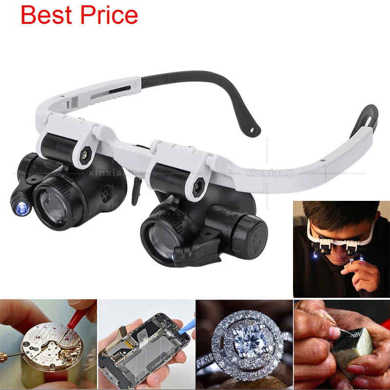 

20Pcs/lot 8X 15X 23X Wearing Led Magnifier Magnifying Glass Clock Chip Circuit Board Maintenance Antique Identification