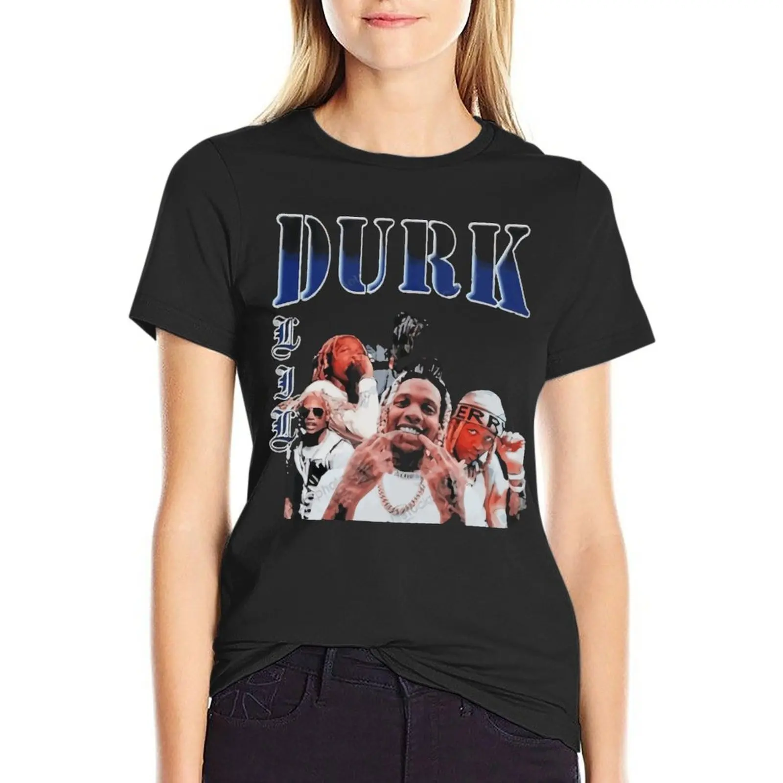

Lil Durk Hip Hop Rap Vintage Oversize T Shirts For Womens Clothing 100% Cotton Streetwear Plus Size Top Tee