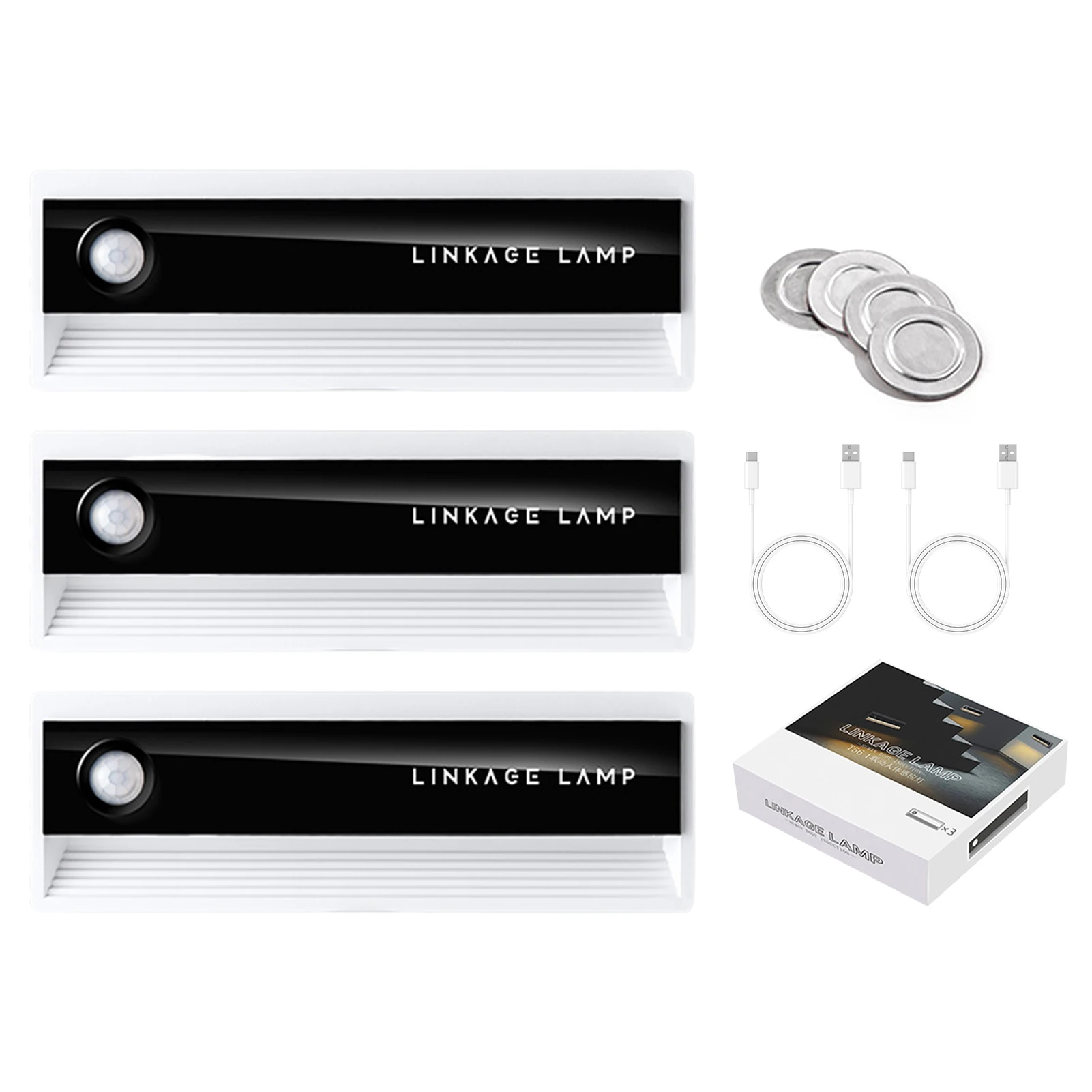 

3 Pieces Linkage Sensor Light Motion Sensor Linkage Sensor Lights Linkage Sensor Night Light Wall Stair Step Lamp For Indoor