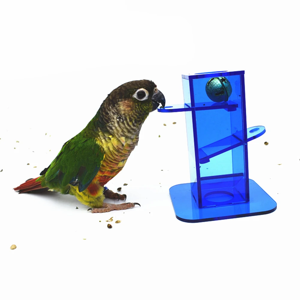 

Macaws Trainer With Bell Foraging Puzzles Toys Chewing Training Push-Pull Interactive Bird Tabletop Trick Toy